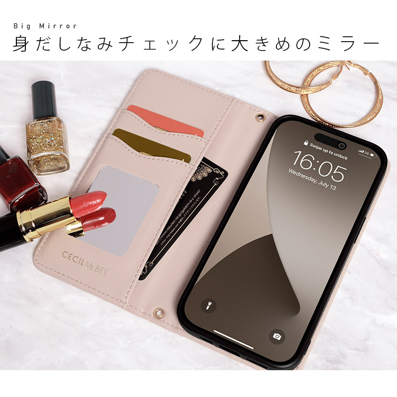 スマホケース iPhone15 ケース 手帳型 iPhone15Pro ケース ブランド CECILMcBEE セシルマクビー キルティング 手帳  ケース iphone15 iphone15pro iphone14 pro