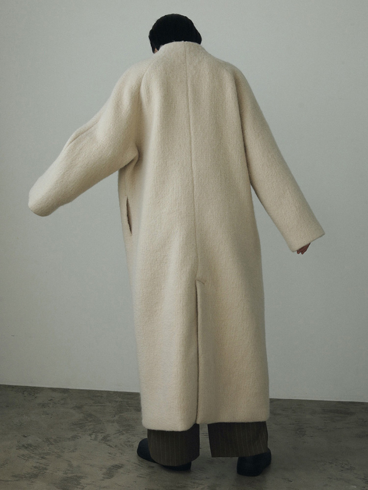【FINAL SALE】anuke アンヌーク 即日発送 Collarless Shaggy Coat 62420004 カラーレスシャギーコート  ロング丈　長袖 ノーカラー 冬アウター