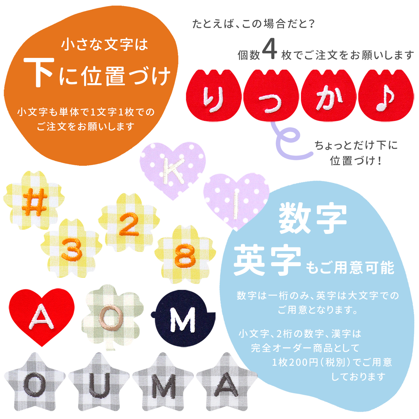 数字や英字もご用意!