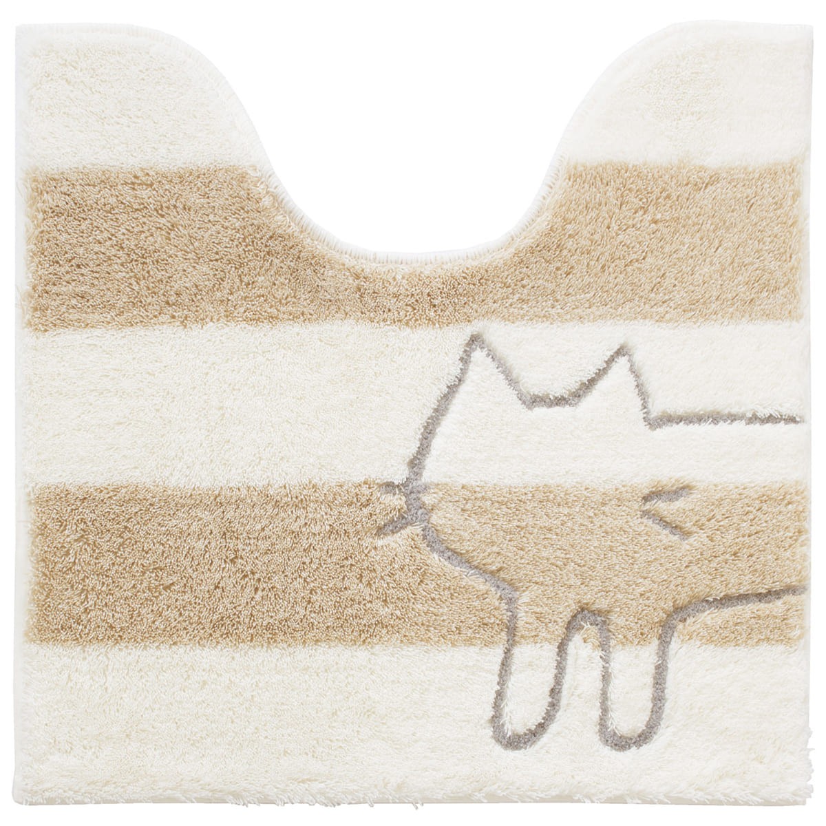 トイレマット 洗える 約60×60cm うちねこ ネコ ねこ 猫 トイレカバー マット おしゃれ ボーダー グレー ブルー ホワイト オカ｜m-rug｜03