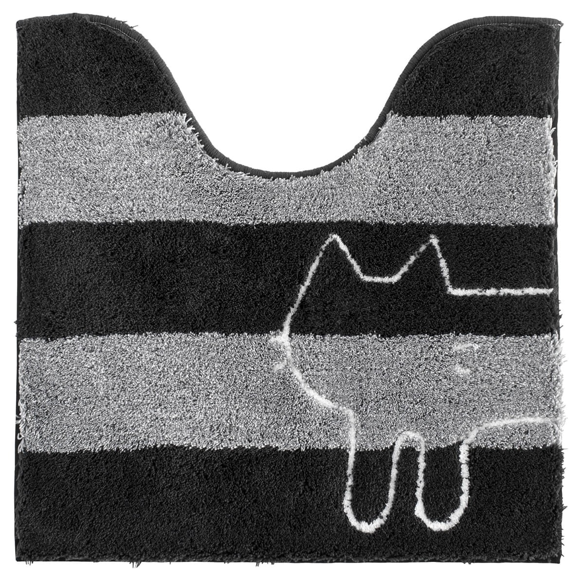 トイレマット 洗える 約60×60cm うちねこ ネコ ねこ 猫 トイレカバー マット おしゃれ ボーダー グレー ブルー ホワイト オカ｜m-rug｜04