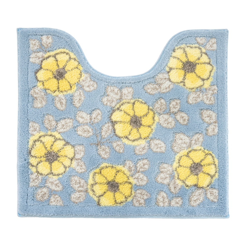 トイレマット 約55×60cm フローリア トイレ マット おしゃれ ブルー ベージュ 上品 トイレラグ 洗えるトイレ用品 日本製 オカ | オカ | 01