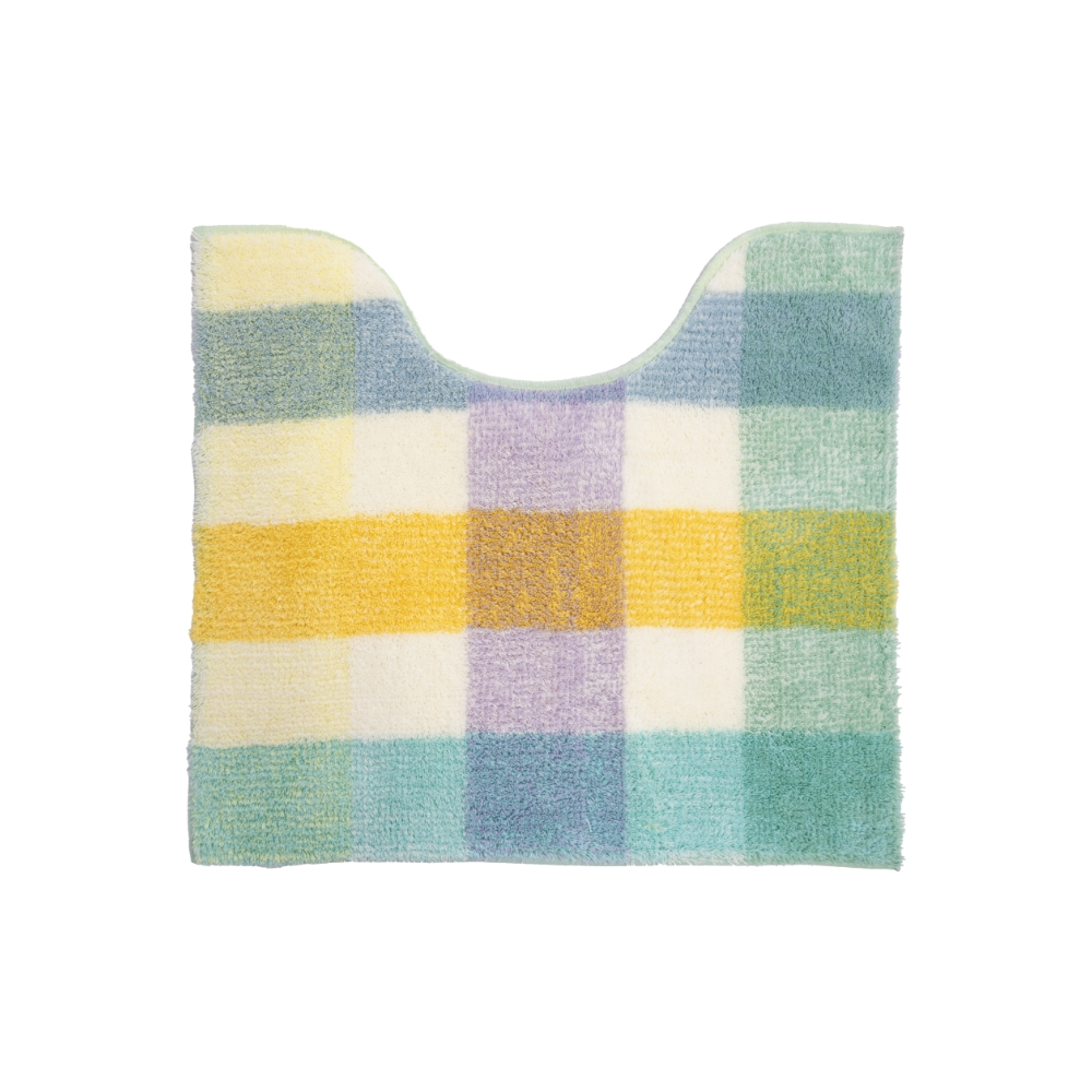 トイレマット 約55×60cm パレット ミドルサイズ トイレ マット おしゃれ ピンク グリーン チェック パステル 北欧 トイレラグ 洗えるトイレ用品 オカ | オカ | 02