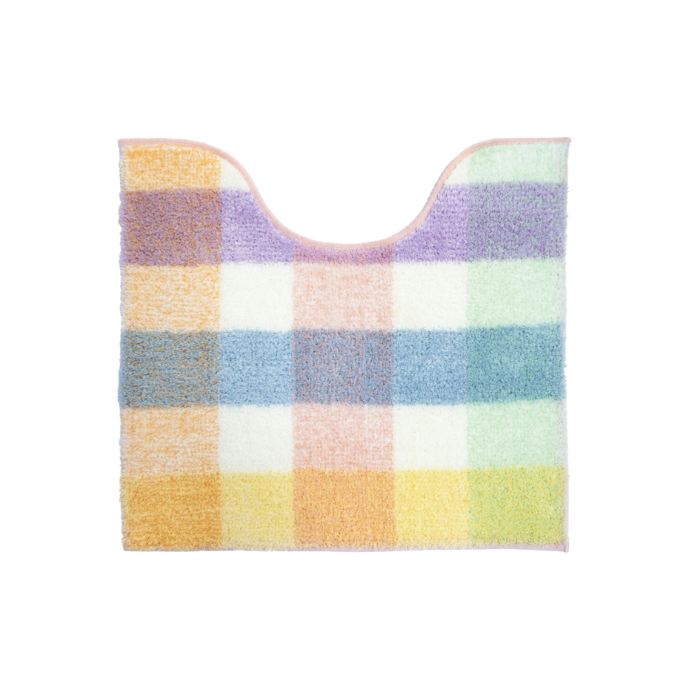 トイレマット 約55×60cm パレット ミドルサイズ トイレ マット おしゃれ ピンク グリーン チェック パステル 北欧 トイレラグ 洗えるトイレ用品 オカ | オカ | 01