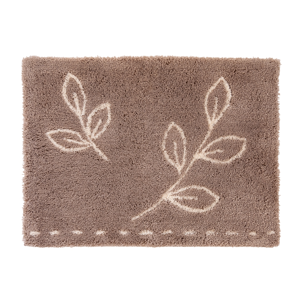 バスマット 足ふきマット 速乾 吸水 乾度良好 ナチュラルリーフ 約45×60cm おしゃれ お風呂マット 足ふきマット 洗濯可 洗える 浴室 グレー ブラウン オカ | 乾度良好 | 01