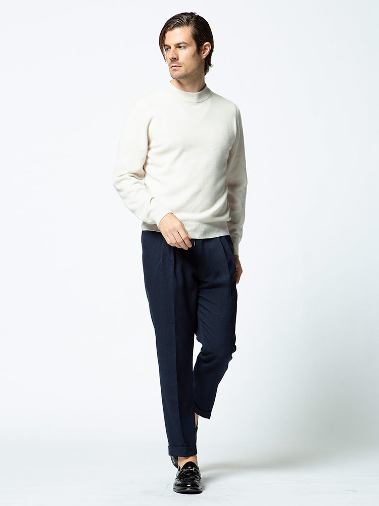 在庫処分価格 返品交換不可 カシミヤ100％ ニット 無地 モックネック