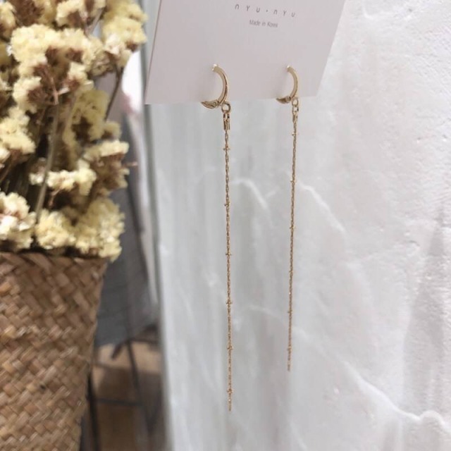 ピアス ロングチェーン シンプル 揺れる ゴールド ゴージャス