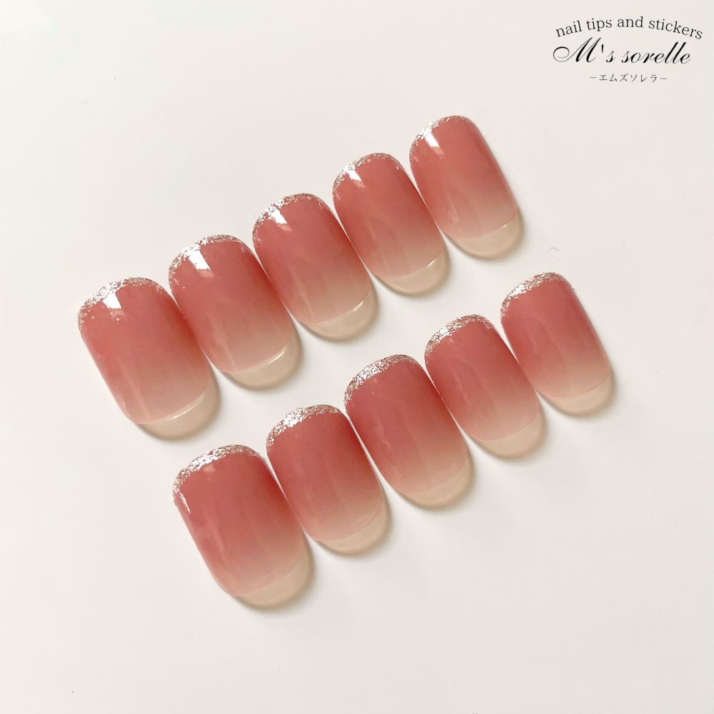 ネイルチップ ショートオーバル 付け爪 つけ爪 フレンチ ラメフレンチ