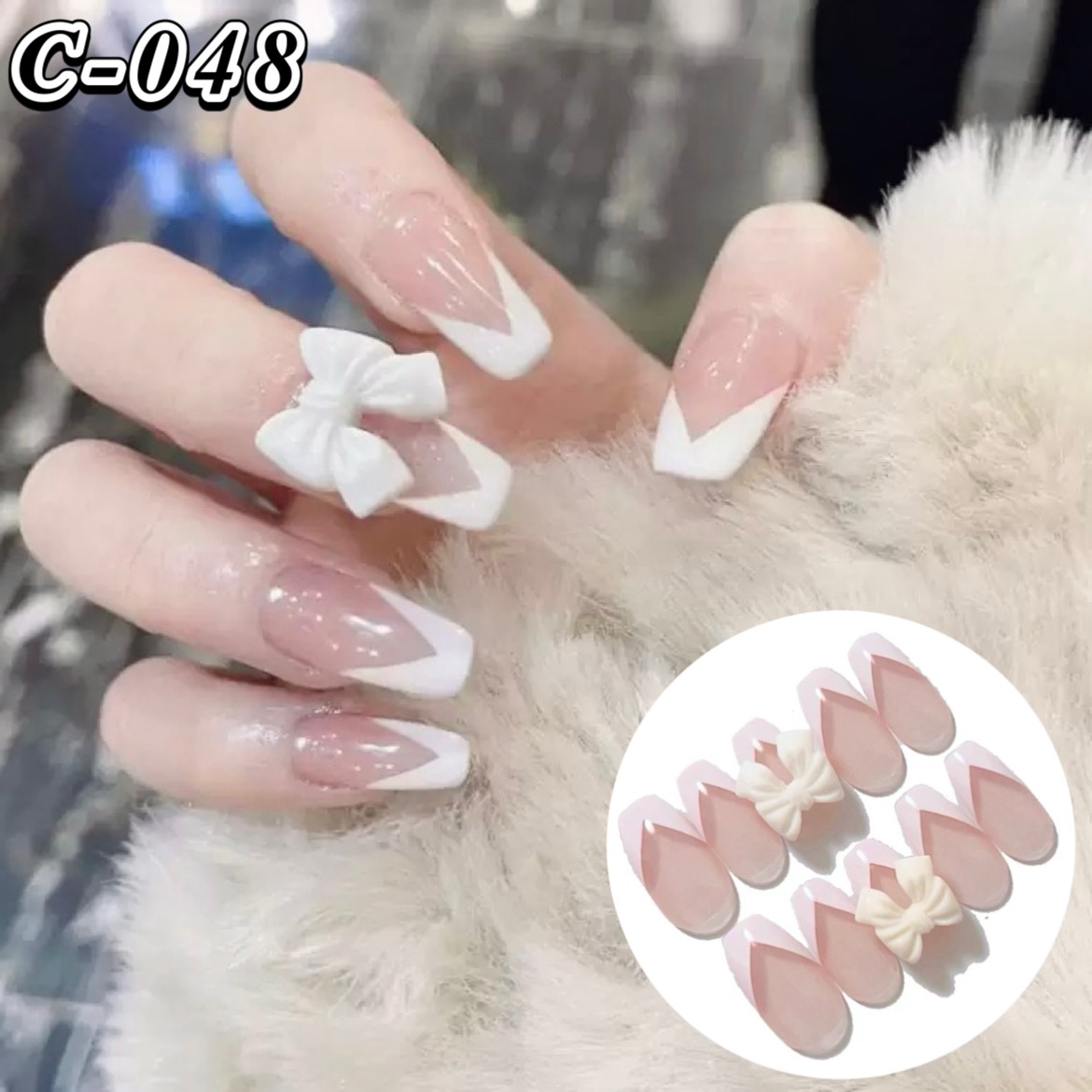 ネイルチップ ロング ブライダル 白 結婚式 即日発送 成人式 つけ爪