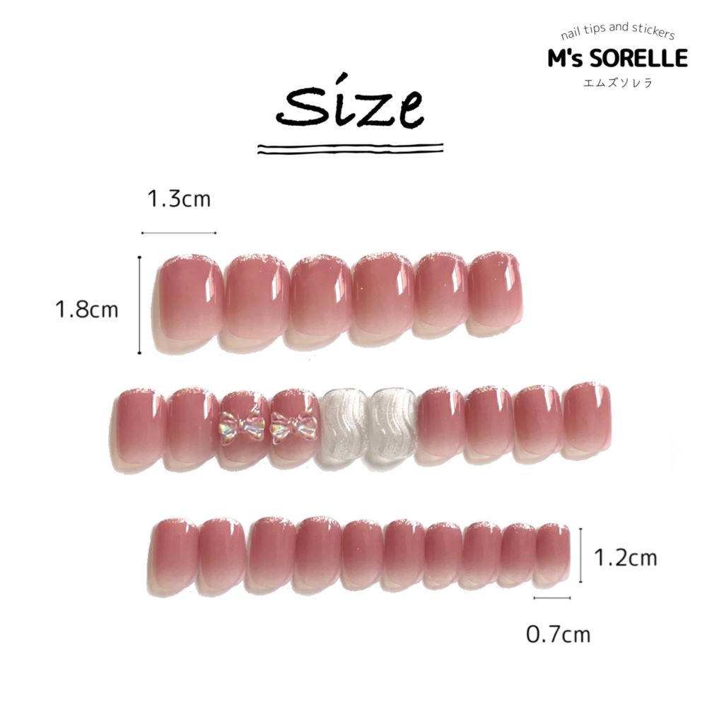 ネイルチップ 韓国 ショート 成人式 可愛い 貼るだけ キラキラ シンプル  ピンク ちゅるん うねうね 日常 付け爪｜m-sorelle｜02