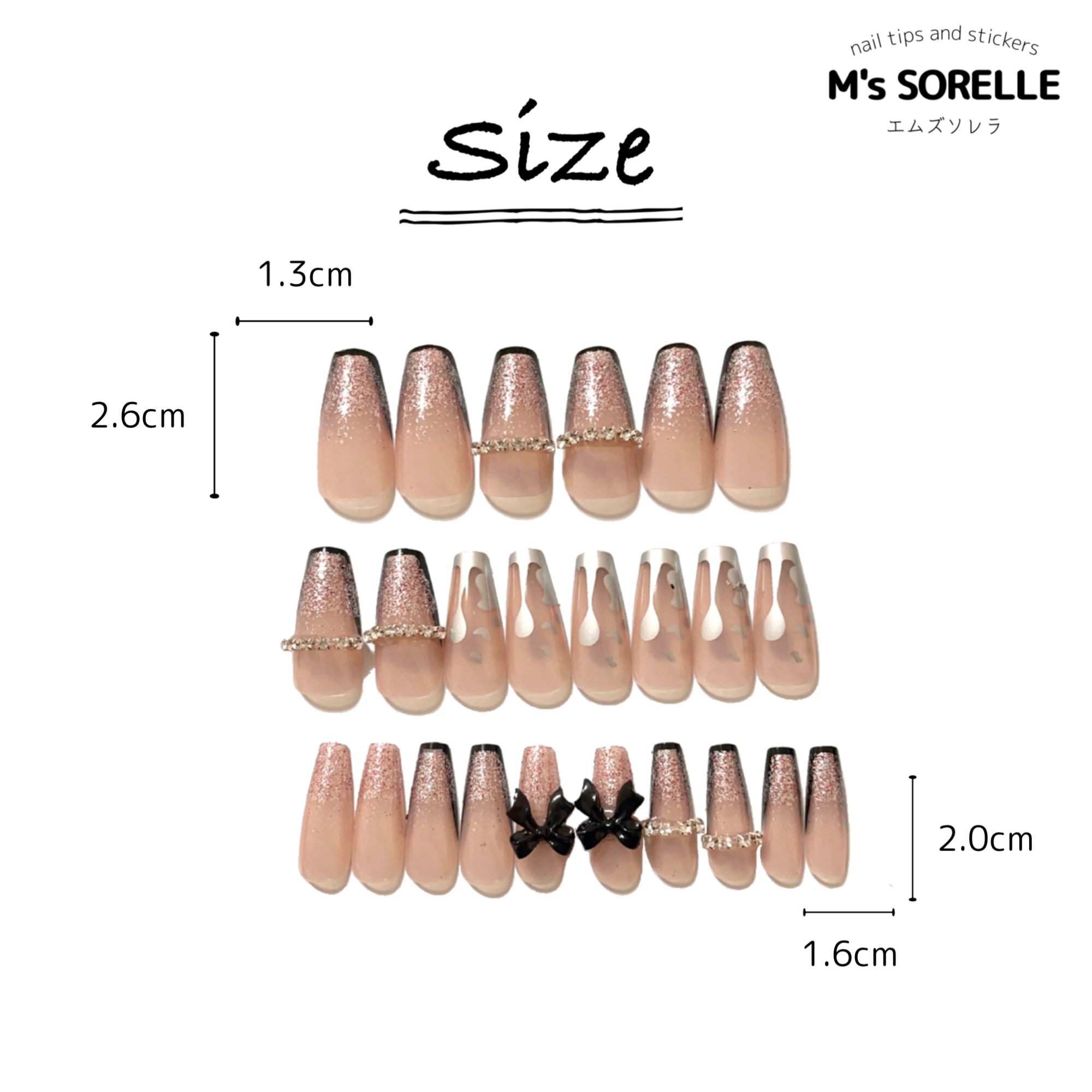 ネイルチップ 韓国 ミディアム 成人式 可愛い 貼るだけ キラキラ