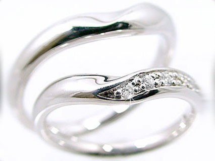 ダイヤモンド ホワイトゴールド ペアリング 結婚指輪 マリッジリング V字ライン 2本セット K10wg 指輪 ダイヤ 0.08ct