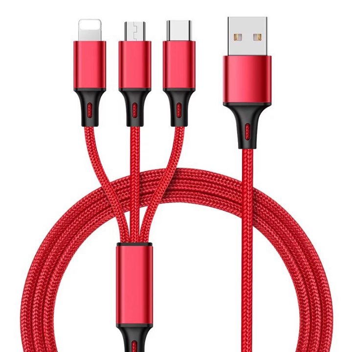 3in1充電ケーブル レッドのみ WEIMALL 3in1 充電ケーブル 2本セット iPhone Android