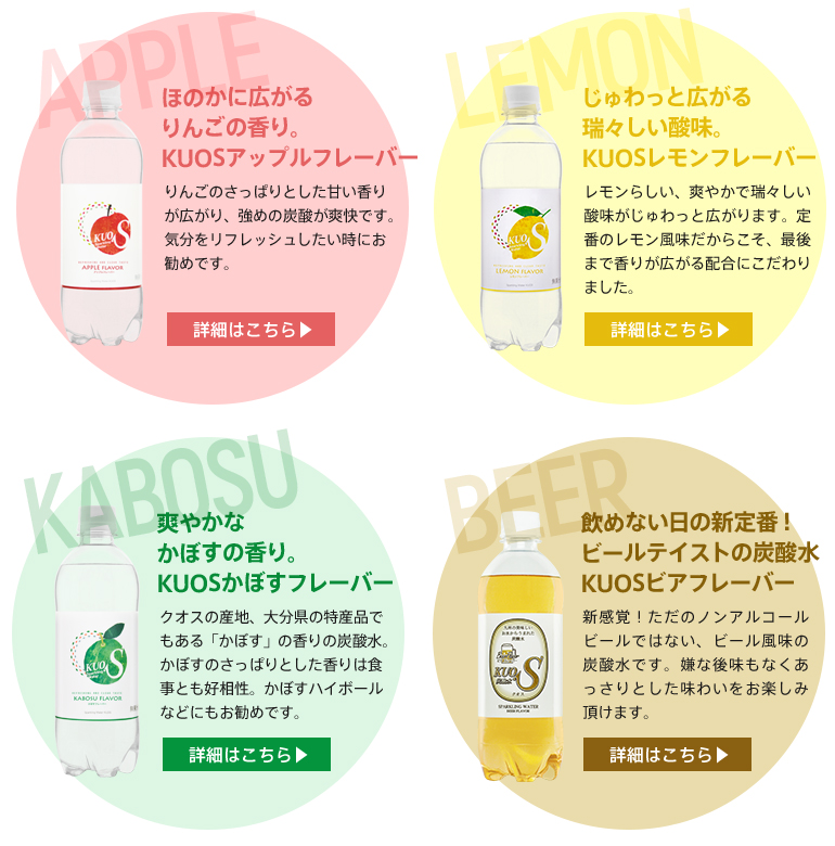 多様なフレーバー飲料 6本セット クオス 強炭酸水 お試しセット KUOS-クオス フレーバー シリカ