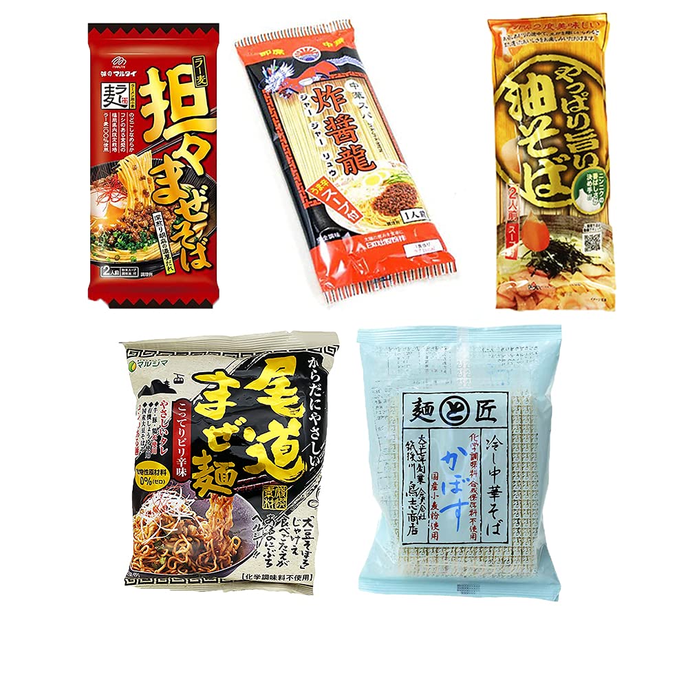 Yahoo! Yahoo!ショッピング(ヤフー ショッピング)汁なし袋麺 5種セット （ 中華スパ 炸醤龍 ジャージャーリュウ ｘ1 ラー麦坦々まぜそば ｘ1 尾道まぜ麺 こってりピリ辛味 ｘ1