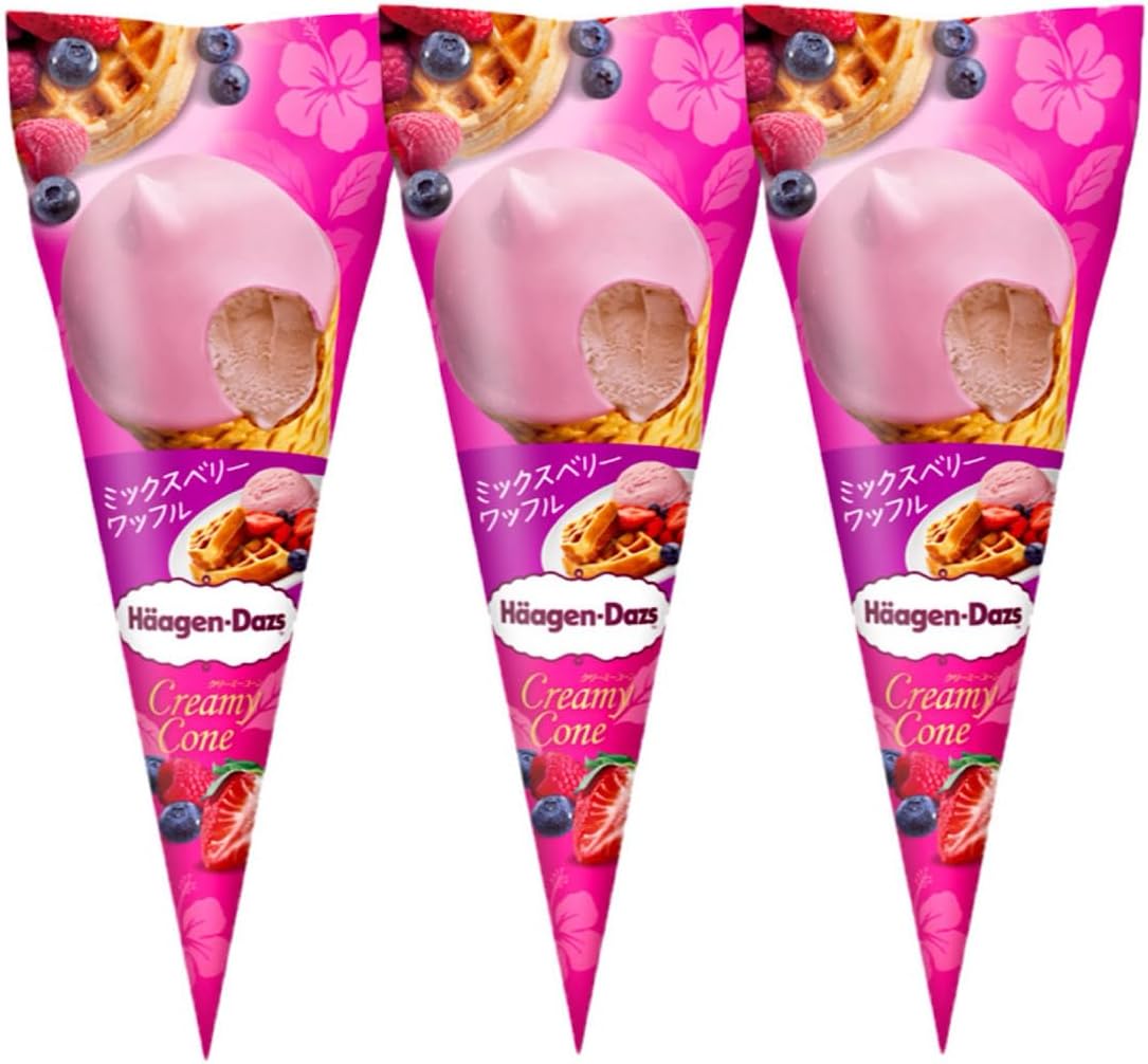 ハーゲンダッツ クリーミーコーン ミックスベリーワッフル 88ml×3個 アイス ワッフルコーン アイスクリーム