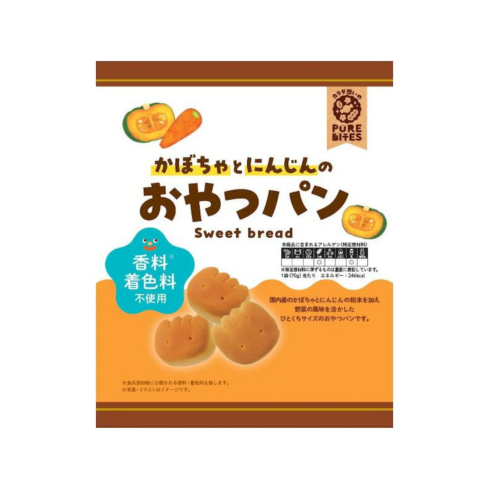Yahoo! Yahoo!ショッピング(ヤフー ショッピング)ピュアバイツ かぼちゃとにんじんのおやつパン 70g おやつパン かぼちゃ にんじん 幼児食