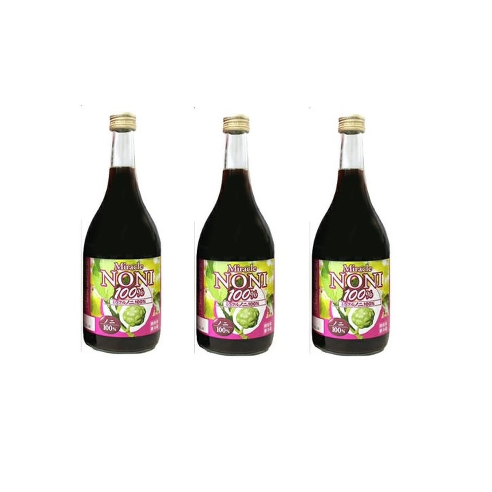 仲善 ミラクルノニ 100% 720ml×3個 ノニジュース スコポレチン 野生種 無農薬