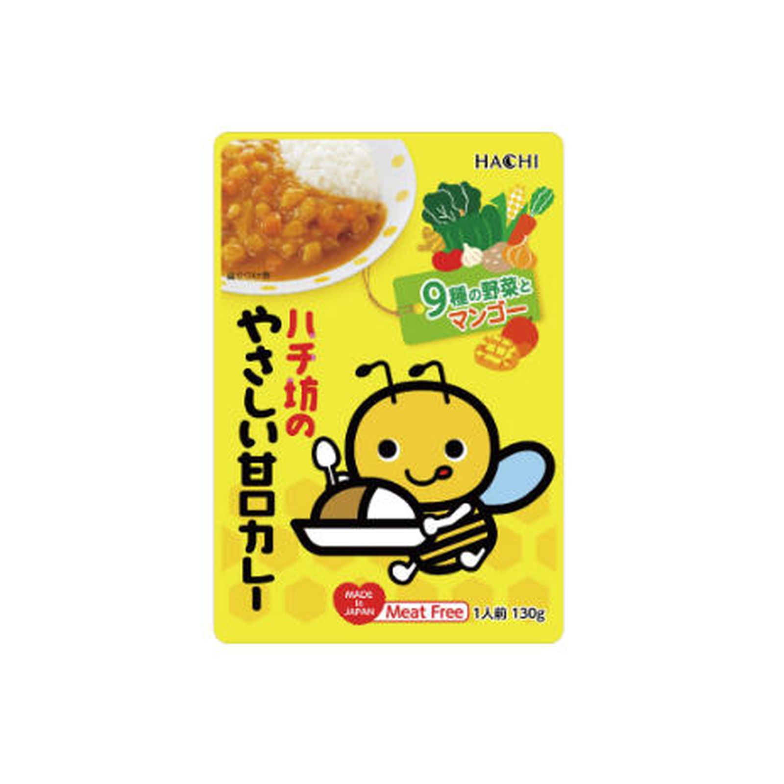 ハチ食品 ハチ坊のやさしい甘口カレー 130g×1個 レトルトカレー 甘口 野菜