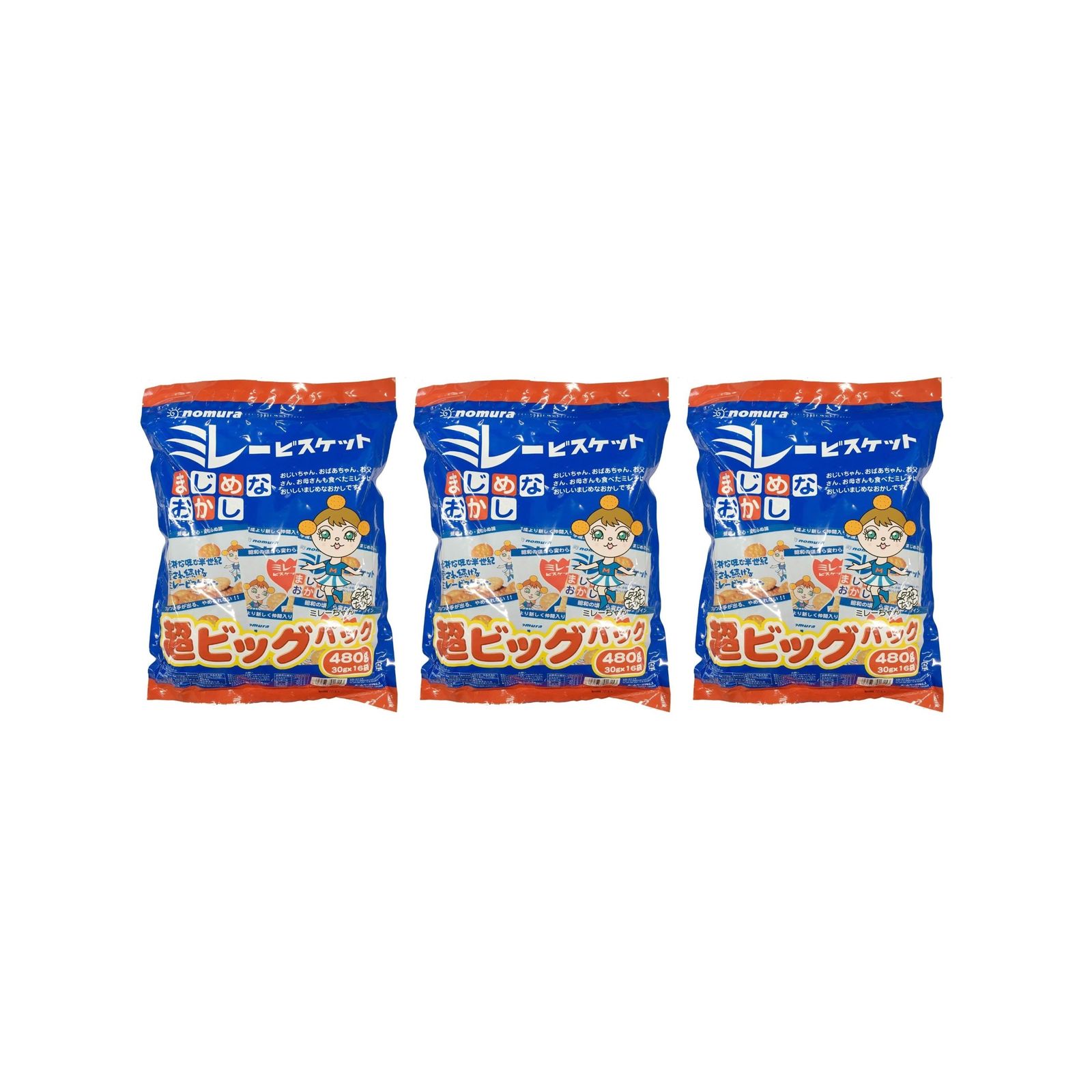 ミレービスケット 超ビッグパック 16袋入り 野村煎 豆 加工店×3個 お菓子 クッキー ビスケット 絶妙