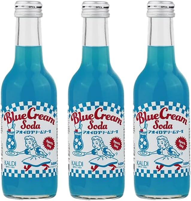 Yahoo! Yahoo!ショッピング(ヤフー ショッピング)カルディ アオイロクリームソーダ 245ml×3本 ソーダ クリーム 甘い 青 瓶 炭酸飲料