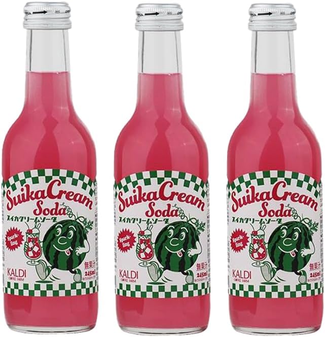 Yahoo! Yahoo!ショッピング(ヤフー ショッピング)カルディ スイカクリームソーダ 245ml×3本 ソーダ スイカ クリーム 甘い ピンク 瓶 炭酸飲料