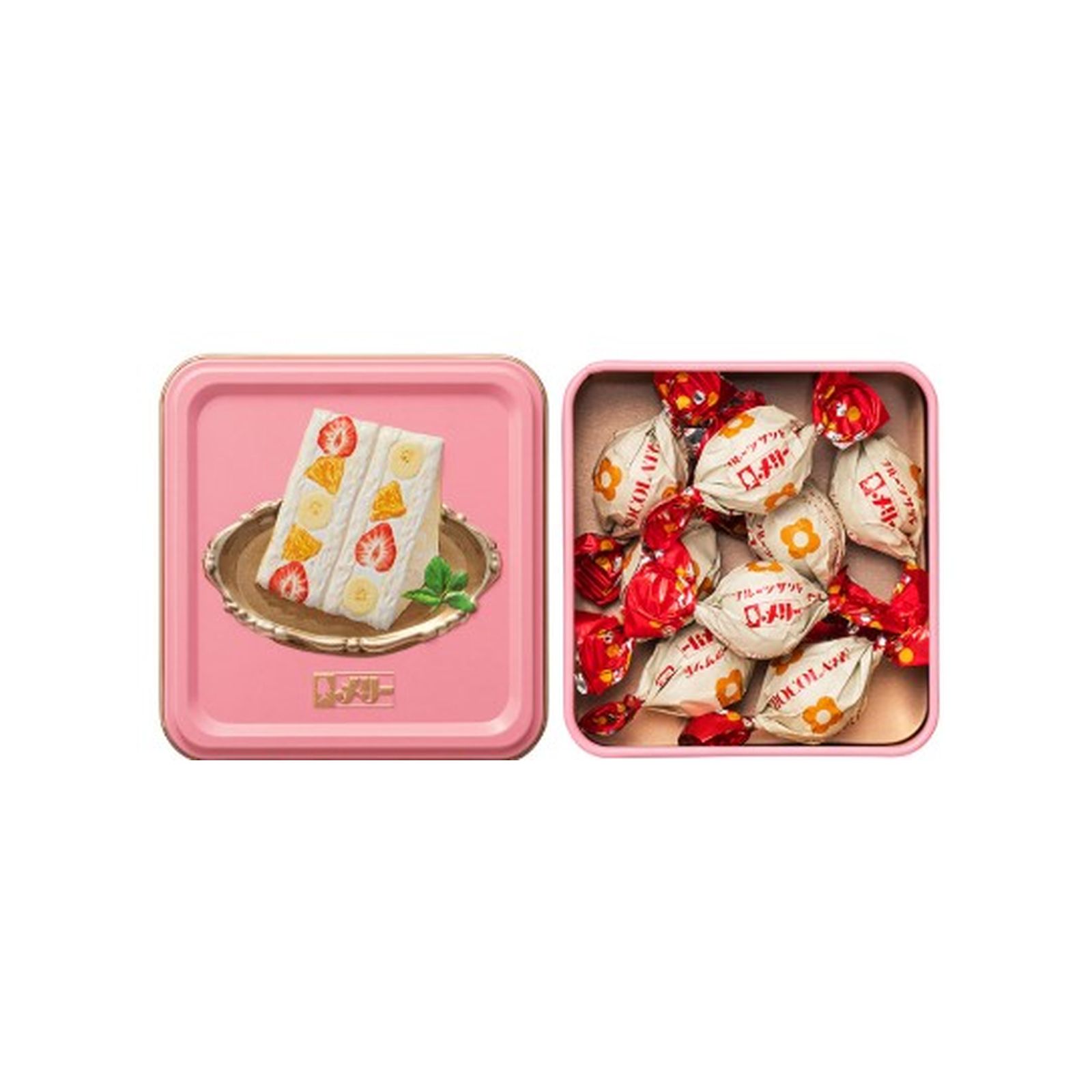 メリーチョコレート はじけるキャンディチョコレート。フルーツサンド缶(8個)(v26)×1個 チョコ ...