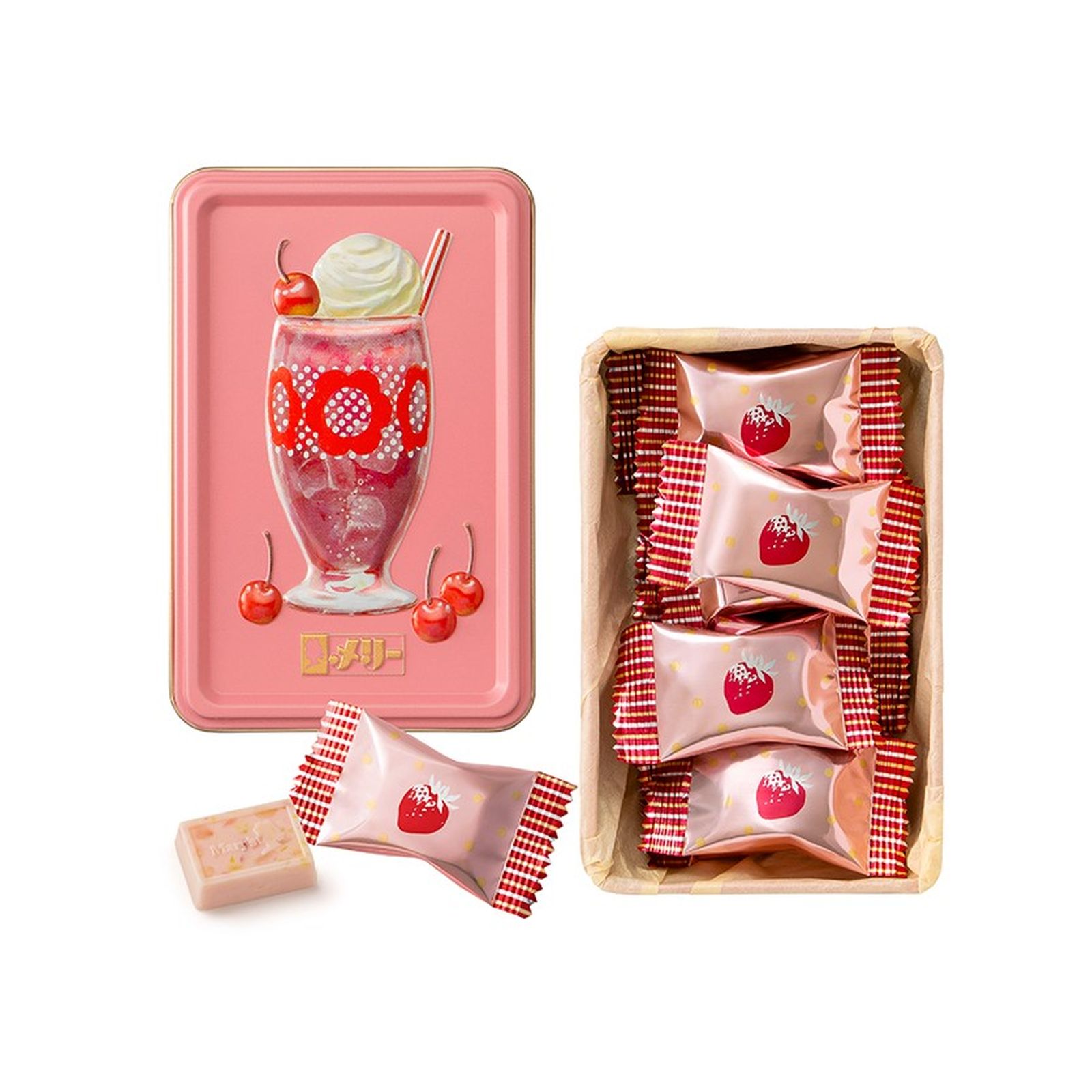 メリーチョコレート はじけるキャンディチョコレート。 いちごソーダ缶