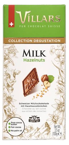 KAIDl ビラーズ スイスミルクチョコレート ヘーゼルナッツ(100g)(v26)×1個 チョコレート 菓子 バレンタイン ヘーゼルナッツ 人気