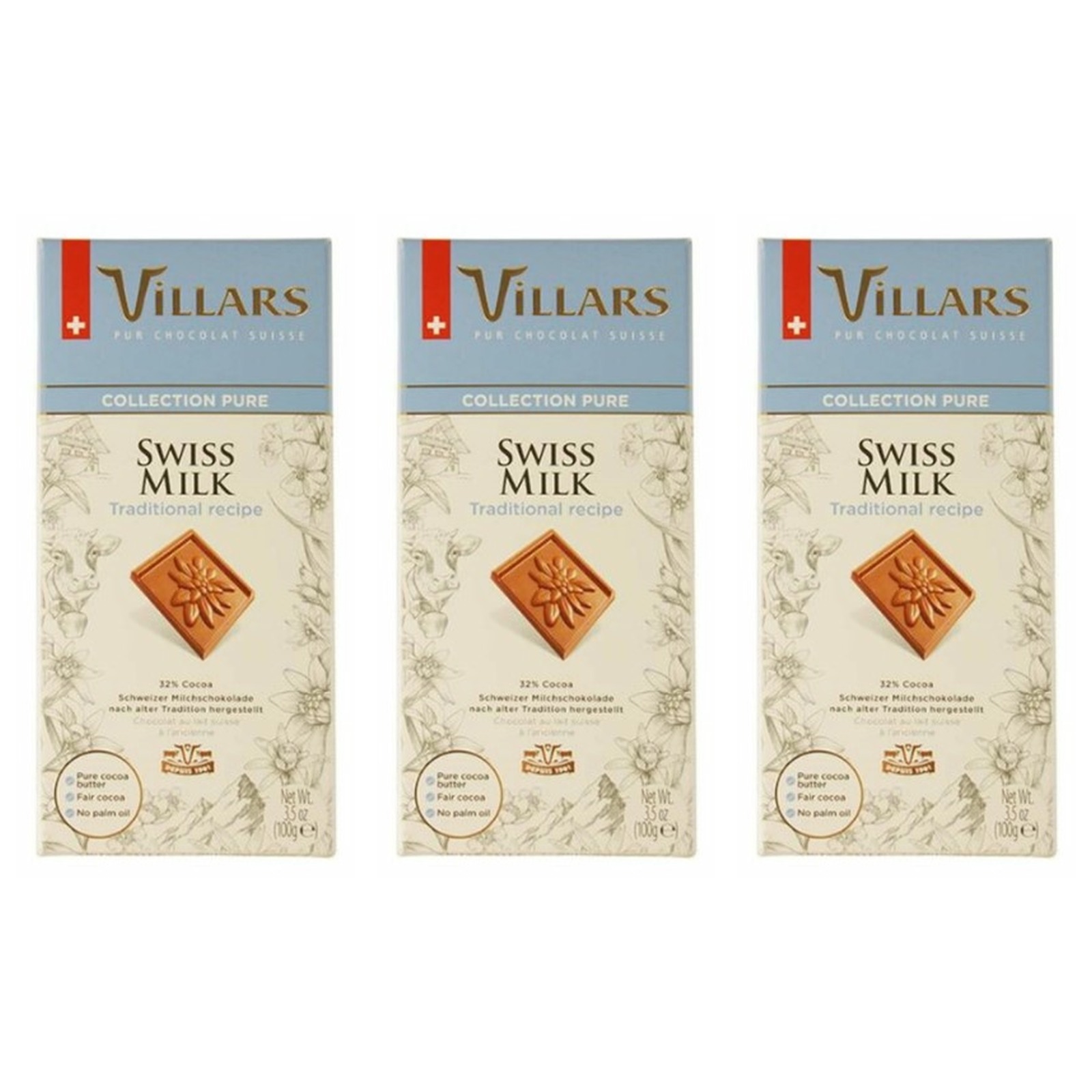 KAIDl ビラーズ スイスミルクチョコレート(100g)(v26)×3個 チョコレート 菓子 バレンタイン ミルク 人気
