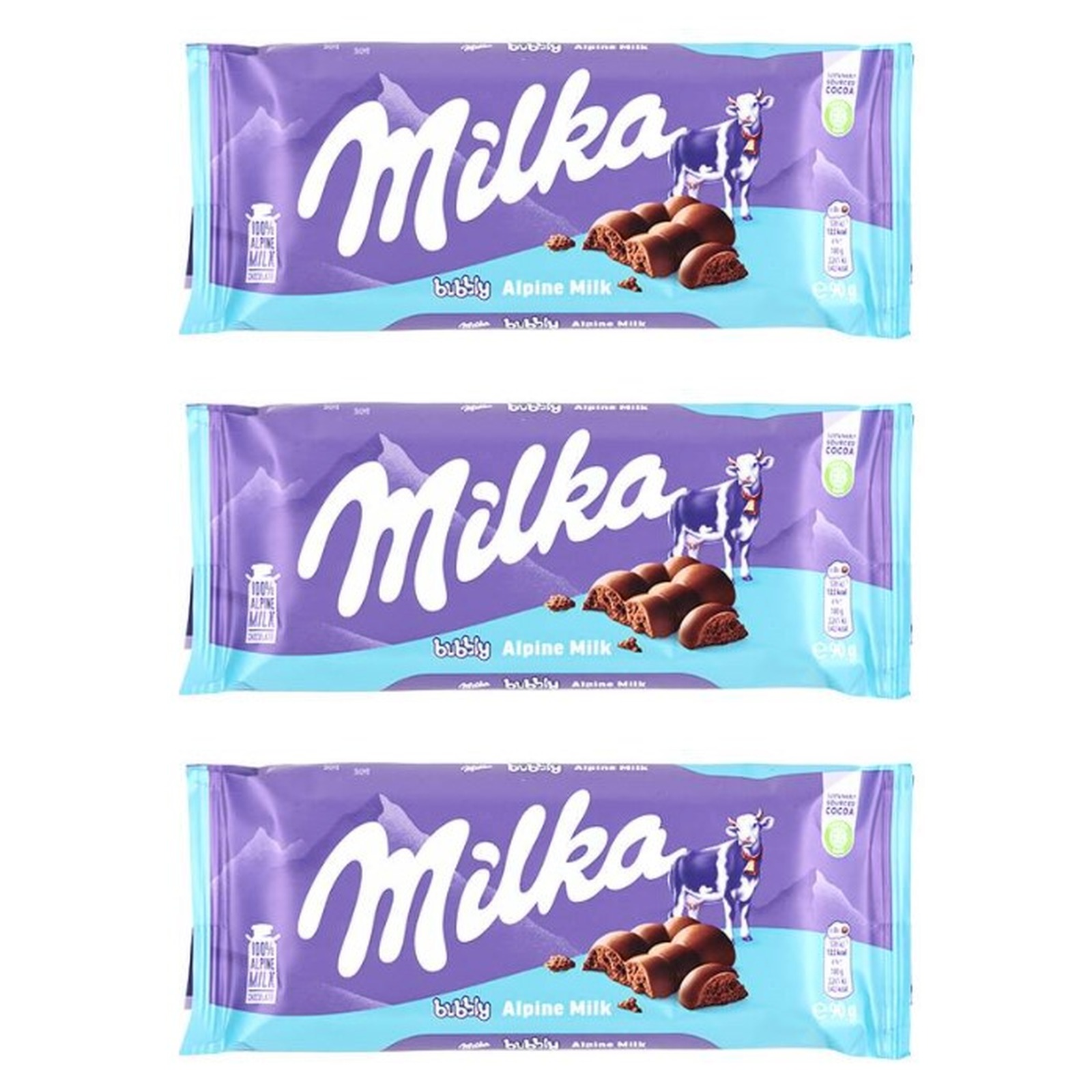 KAIDl ミルカ チョコレートバブリー(90g)(v26)×3個 チョコレート 菓子 バレンタイン ミルク エアリー食感 人気