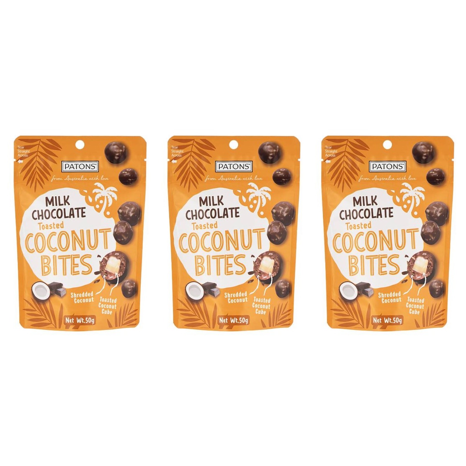KAIDl ペイトンズ ミルクチョコレート トーステッドココナッツバイツ(50g)(v26)×3個 チョコレート 菓子 バレンタイン ココナツファイン 人気