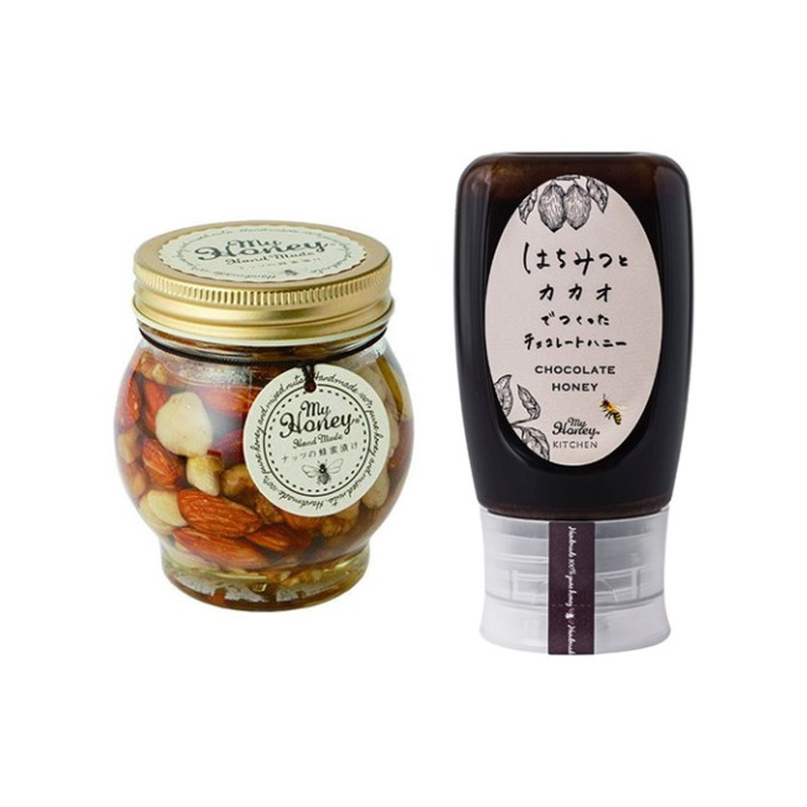 MY HONEY ナッツの蜂蜜漬けL＆チョコレートハニーセット 1瓶+1本(v26)×1個 チョコレート バレンタイン セット 人気