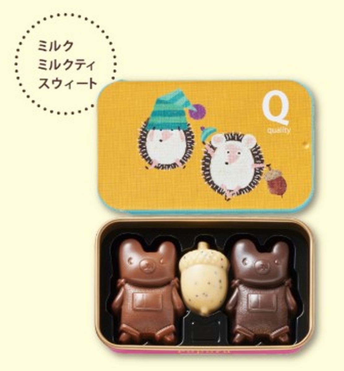 ビアンクール ポポル ポポル ミニ缶 Q 3個(v26)×1個 チョコレート バレンタイン 詰合せ どうぶつ 人気