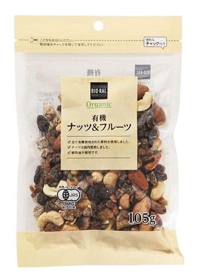 有機ナッツ＆フルーツ 105g ビオラル×1個 フルーツ ナッツ おつまみ オーガニック 健康 JAS認証