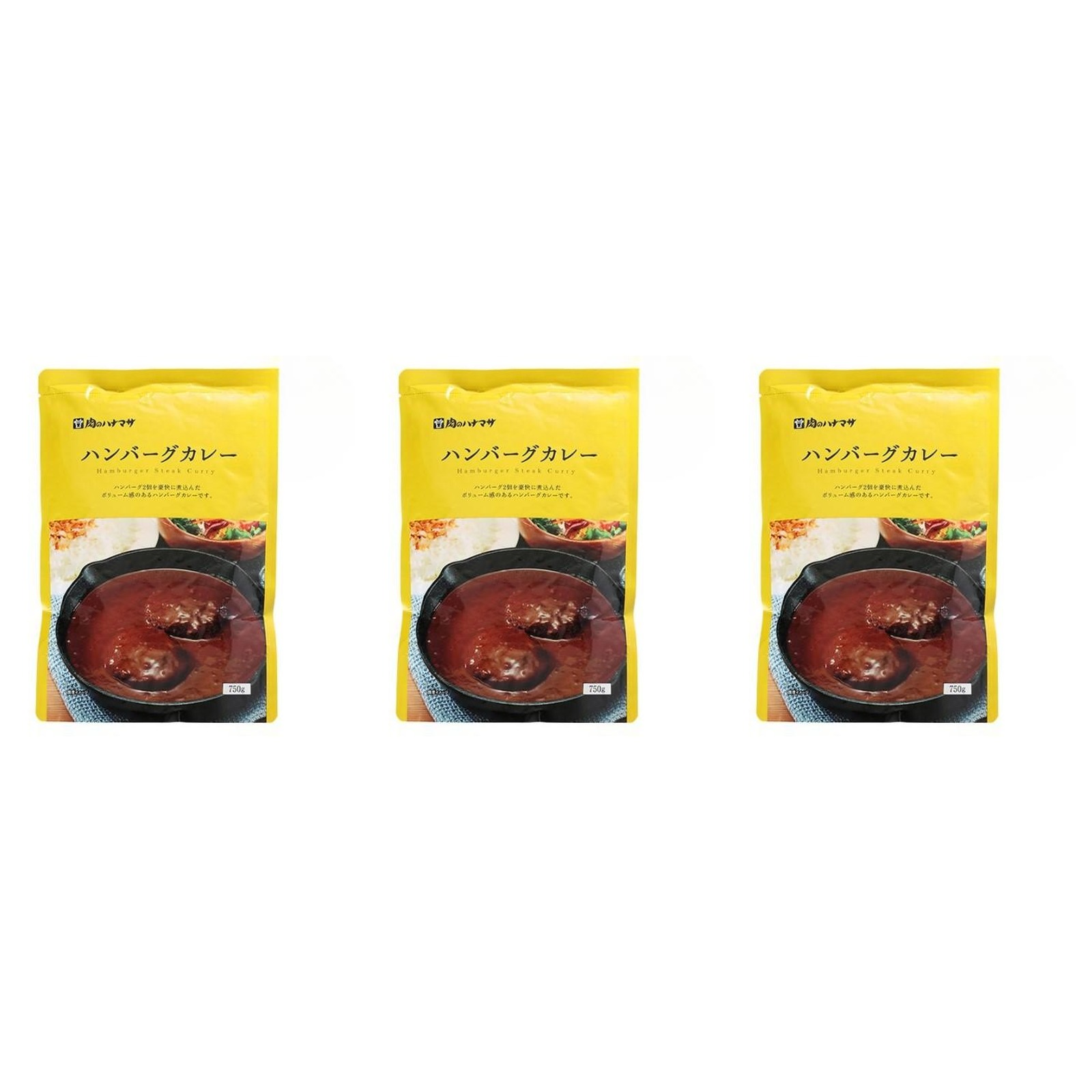 肉のハナマサ ハンバーグカレー 750g×3個 プロ 業務用 家庭用 カレー レトルト ハンバーグ
