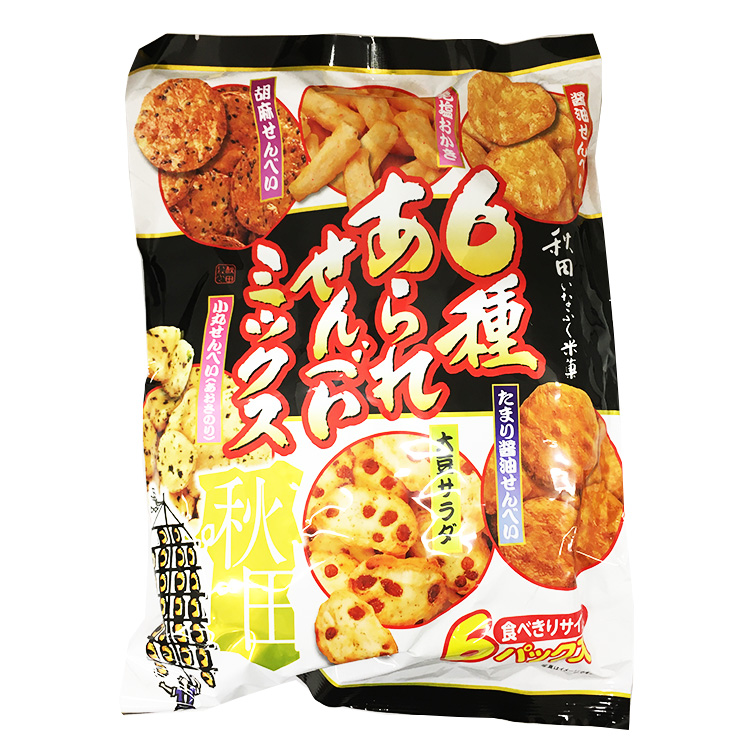 秋田いなふく米菓 6種あられせんべいミックス 215g×1個 あられ せんべい おつまみ 詰め合わせ 菓子