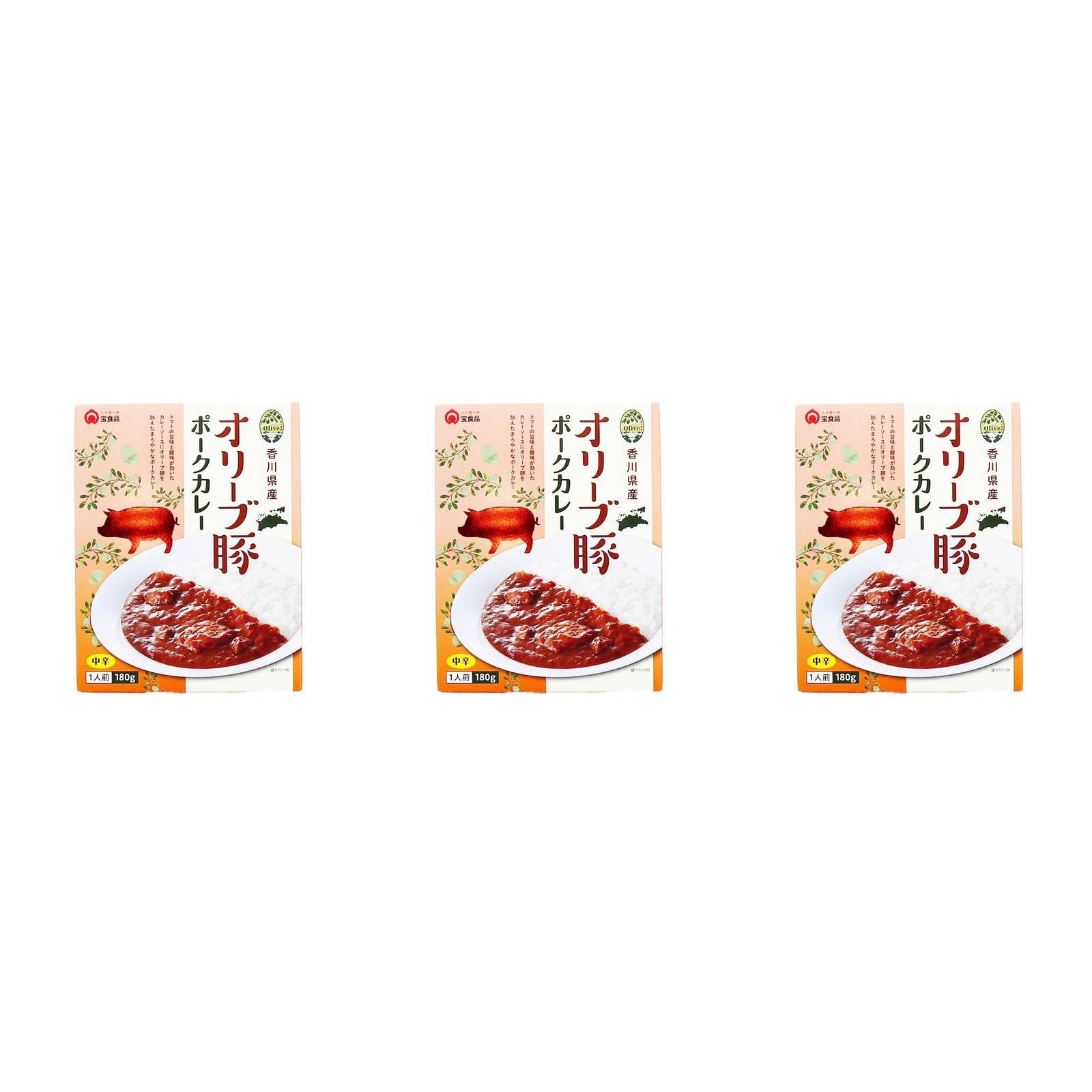 宝食品 香川県産 オリーブ豚ポークカレー 180g×3個 レトルトカレー 高級 ギフト 惣菜 詰め合わせ