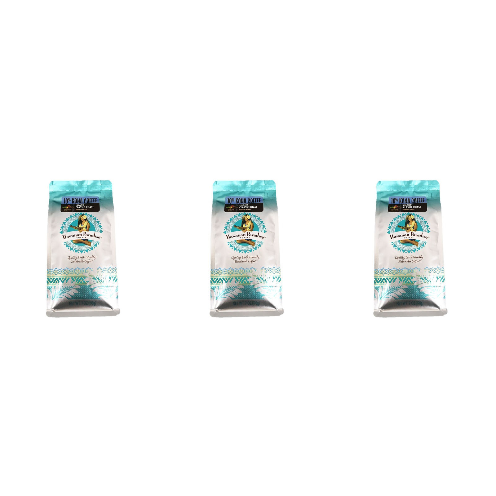 Hawaiian Paradise Coffee 10％コナ・ブレンド・クラシックロースト 198g(粉)×3個 コナコーヒー ブレンド 粉 中挽き ハワイ土産