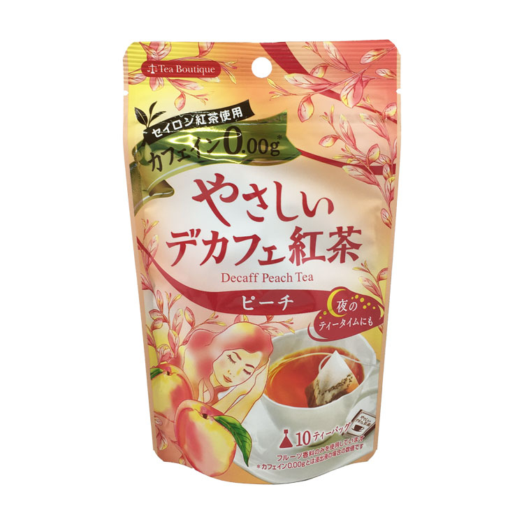 日本緑茶センター ティーブティック やさしいデカフェ紅茶 ピーチ10包入り×1個 デカフェ フレーバーティー 桃 ティーバッグ 紅茶