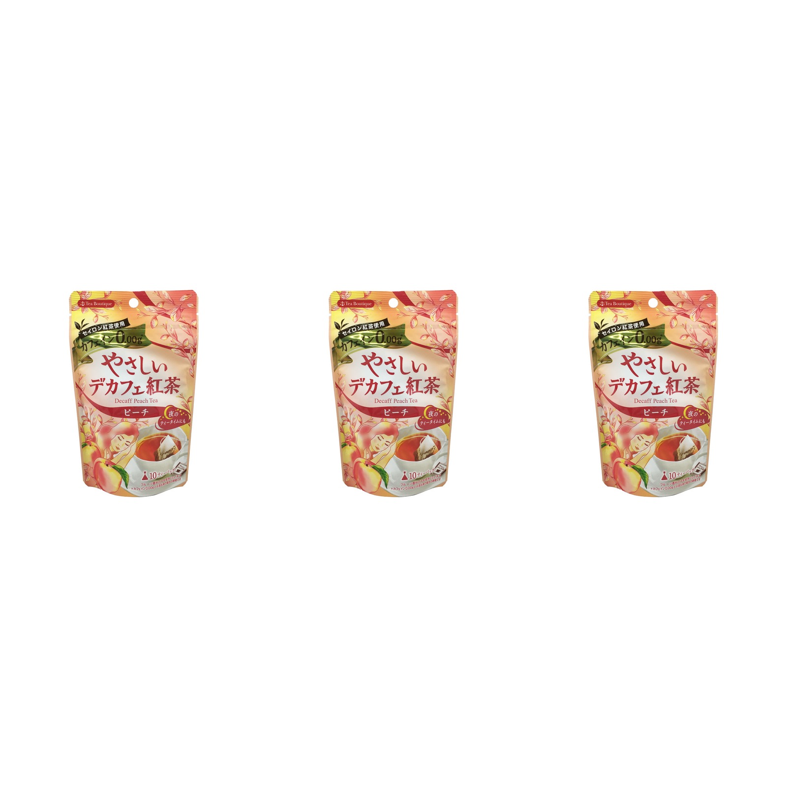 日本緑茶センター ティーブティック やさしいデカフェ紅茶 ピーチ10包入り×3個 デカフェ フレーバーティー 桃 ティーバッグ 紅茶
