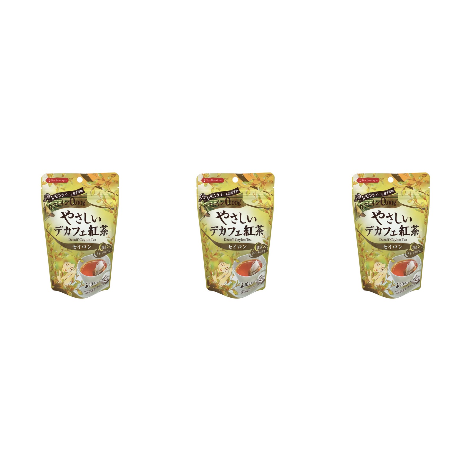 日本緑茶センター ティーブティック やさしいデカフェ紅茶 セイロン 10包入り×3個 デカフェ 紅茶 ティーバッグ ストレート 妊婦