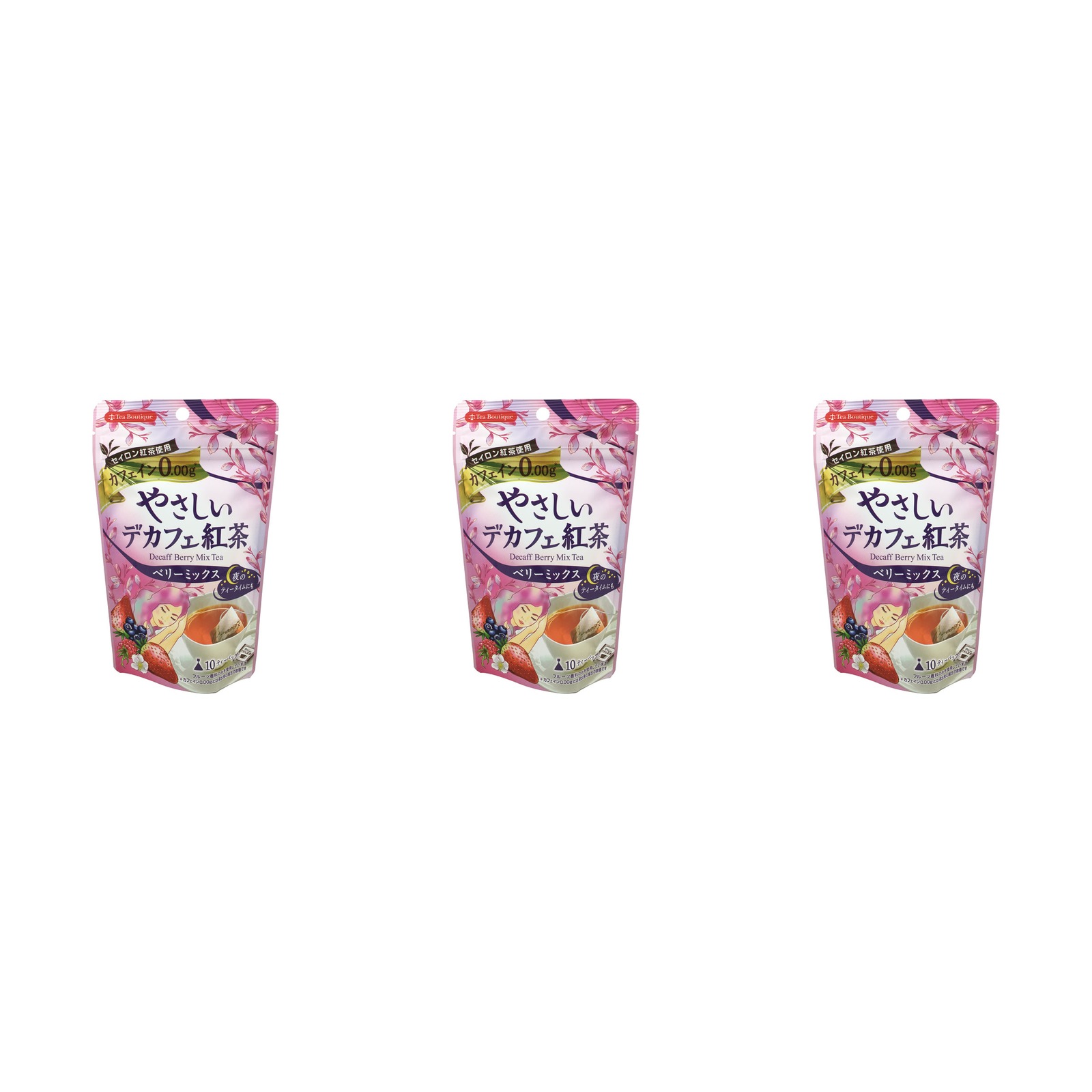 日本緑茶センター ティーブティック やさしいデカフェ紅茶 ベリーミックス 10包入り×3個 デカフェ フレーバーティー ベリー ティーバッグ 紅茶