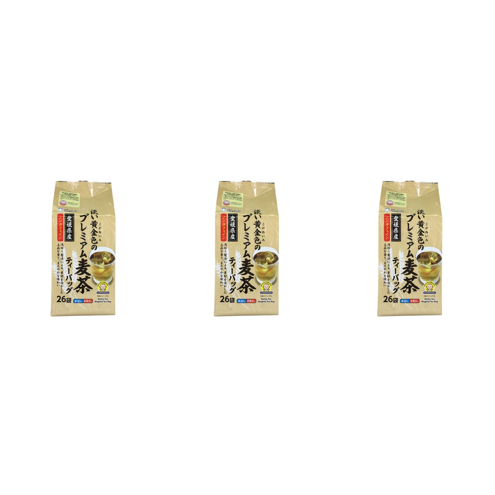 つぼ市製茶本舗 愛媛県産 プレミアム麦茶ティーバッグ 182g×3個 麦茶 ティーバッグ お茶 健康 飲料 ノンカフェイン 愛媛