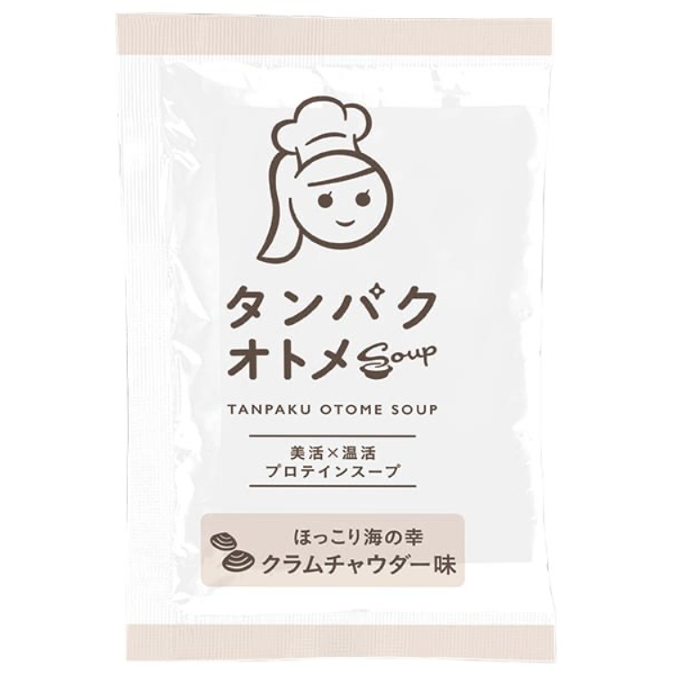 九南サービス タンパクオトメスープ クラムチャウダー味 15g×1個 プロテイン スープ 美容 健康 ダイエット 朝食 置き換え