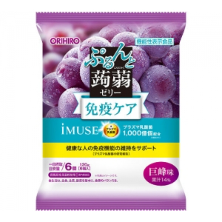 オリヒロプランデュ ぷるんと蒟蒻ゼリー プラズマ乳酸菌 巨峰味 20g×6個入り×1個 蒟蒻ゼリー 乳酸菌 ヘルシー ダイエット おやつ 個包装