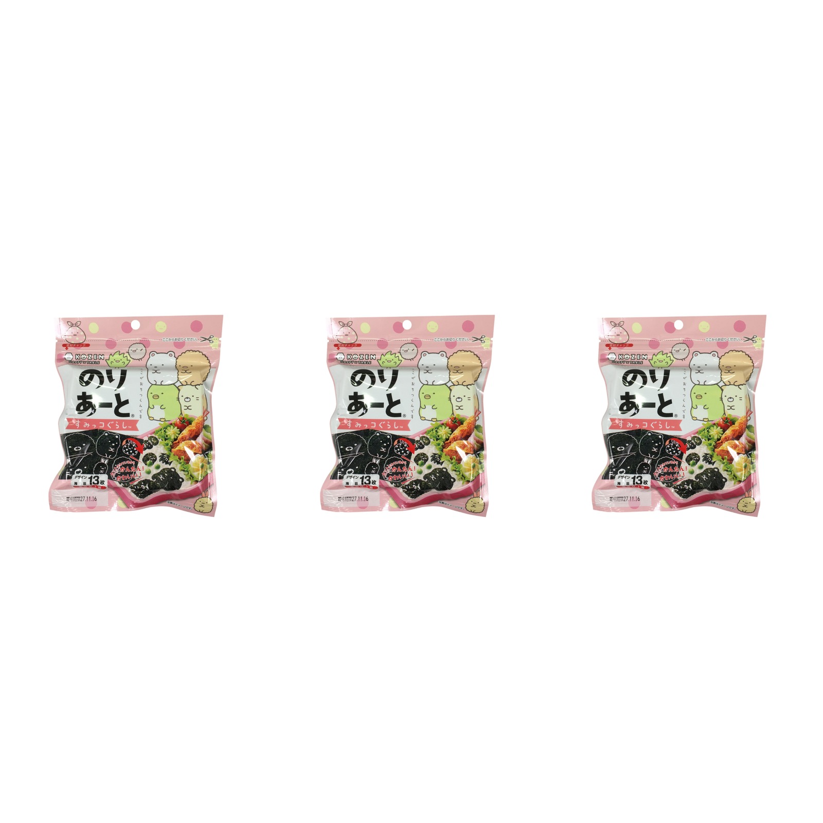 小善本店 のりあーと すみっコぐらし デザイン海苔 13枚入り×3個 キャラ弁 海苔 切り抜き 子供 遠足 幼稚園