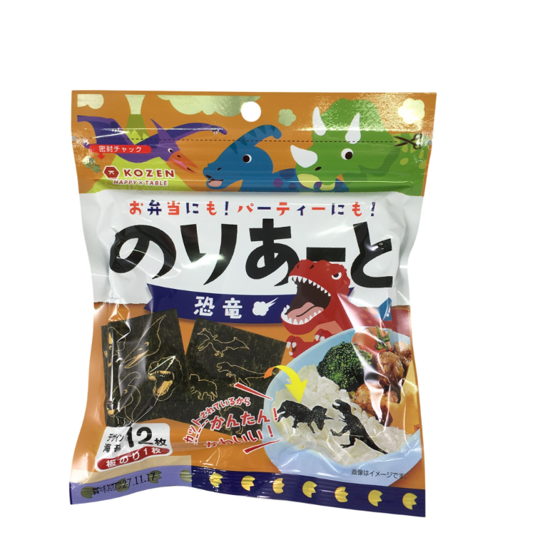 小善本店 のりあーと 恐竜 デザイン海苔 12枚入り×1個 キャラ弁 海苔 切り抜き 恐竜 子供 遠足 幼稚園