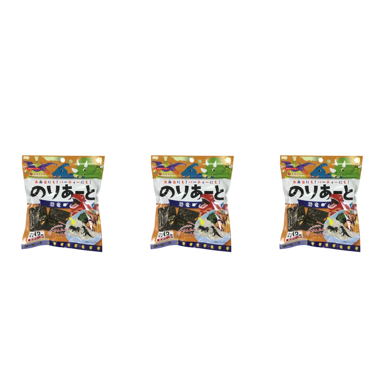 小善本店 のりあーと 恐竜 デザイン海苔 12枚入り×3個 キャラ弁 海苔 切り抜き 恐竜 子供 遠足 幼稚園