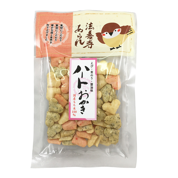 法善寺あられ ふくめちゃんシリーズ ハートおかき 50g×1個 あられ おかき 煎餅 おつまみ 詰め合わせ 駄菓子 伝統